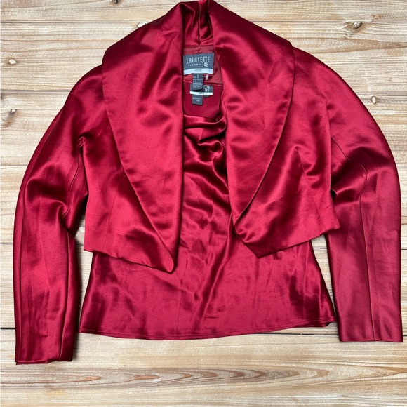 Lafayette 148 New York Jackets & Blazers - Lafayette 148 New York Red Silk 2pc Set Red Cropped Jacket and Shell | Petite 6